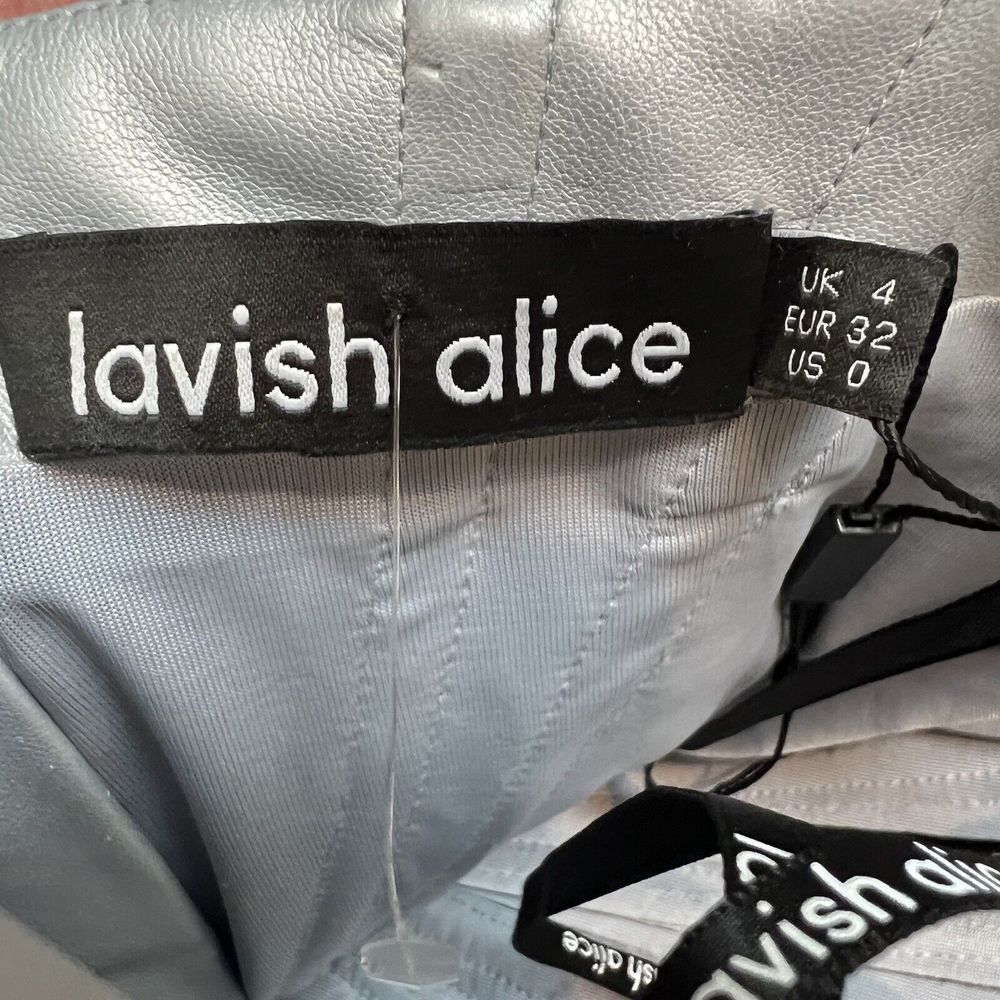 Lavish Alice Silver Metallic Vegan Leather Corset Mini Dress New Sz 0 - Picture 11 of 16